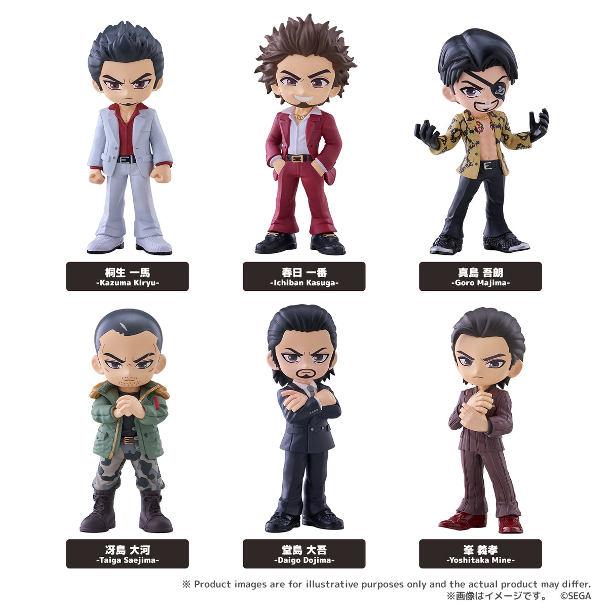 PalVerse Like a Dragon full six-character lineup: Kiryu, Ichiban, Majima, Saejima, Daigo and Mine